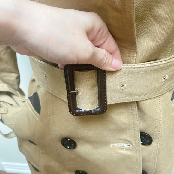 New Classic Tan Quilted Trench Coat - Picture 3 of 9